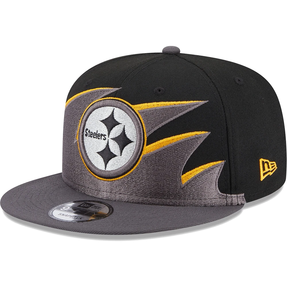 Men's New Era Black Pittsburgh Steelers Tidal 9FIFTY Snapback Hat