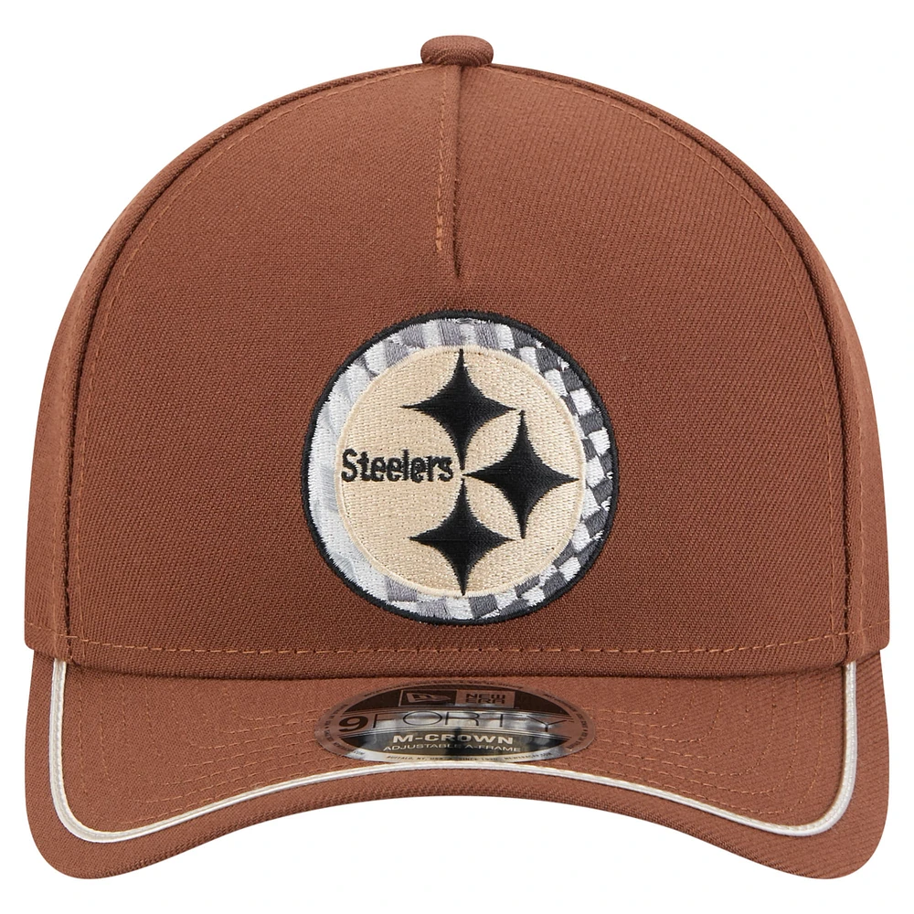 Men's New Era  Brown Pittsburgh Steelers Motorsport 9FORTY Adjustable Hat