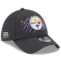 Men's New Era Charcoal Pittsburgh Steelers 2021 NFL Crucial Catch - 39THIRTY Flex Hat