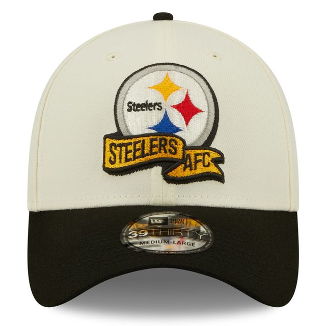 Ligne de touche 2022 Pittsburgh Steelers New Era crème/noir pour homme - Casquette flex 2 tons 39THIRTY