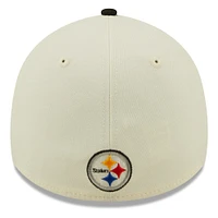Men's New Era Cream/Black Pittsburgh Steelers 2022 Sideline - 39THIRTY 2-Tone Flex Hat