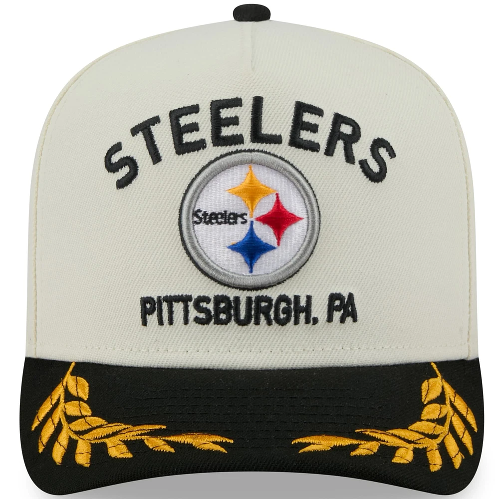 Men's New Era Cream/Black Pittsburgh Steelers 2025 NFL Draft 9FIFTY A-Frame Snapback Hat