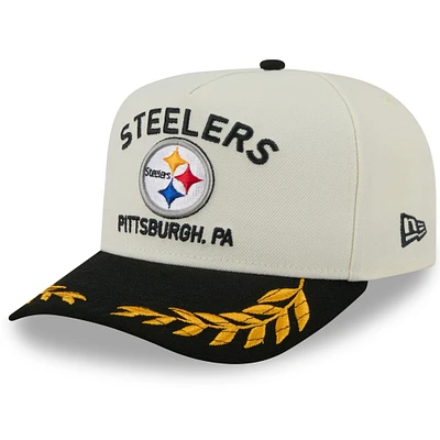 Men's New Era Cream/Black Pittsburgh Steelers 2025 NFL Draft 9FIFTY A-Frame Snapback Hat