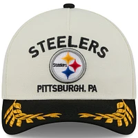 Men's New Era Cream/Black Pittsburgh Steelers 2025 NFL Draft 9FORTY A-Frame M-Crown Adjustable Hat