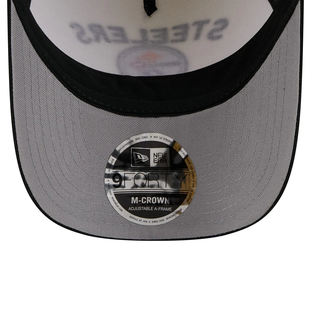 Men's New Era Cream/Black Pittsburgh Steelers 2025 NFL Draft 9FORTY A-Frame M-Crown Adjustable Hat