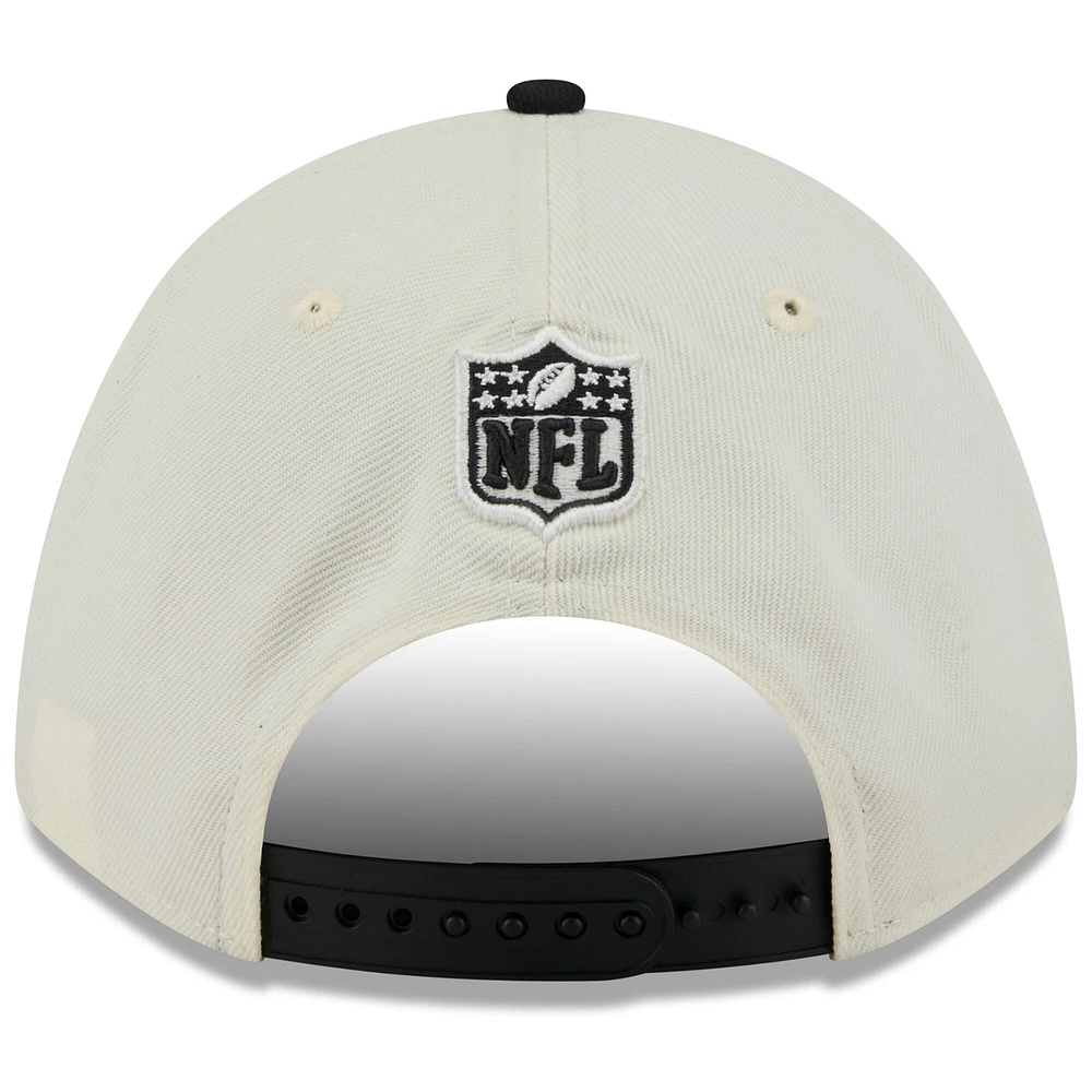 Casquette ajustable New Era 9FORTY M-Crown A-Frame pour homme, couleur crème/noir, des Pittsburgh Steelers, draft NFL 2025