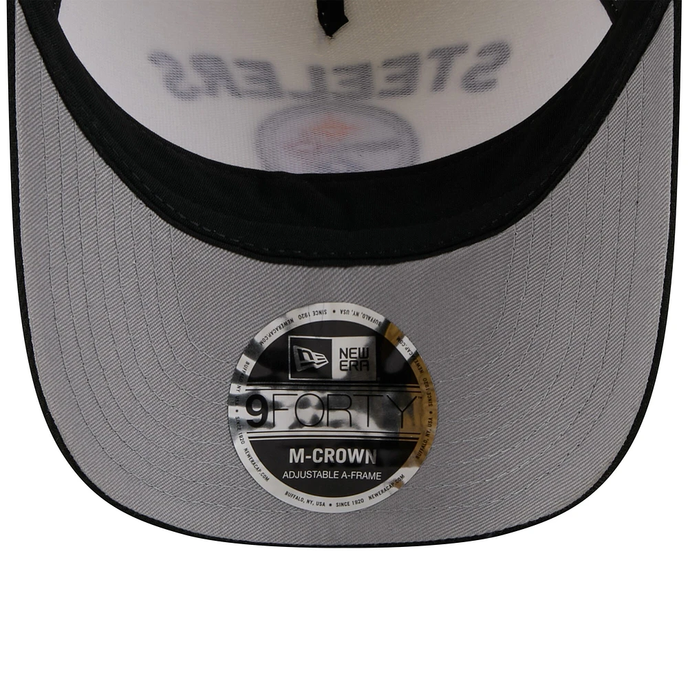 Casquette ajustable New Era 9FORTY M-Crown A-Frame pour homme, couleur crème/noir, des Pittsburgh Steelers, draft NFL 2025