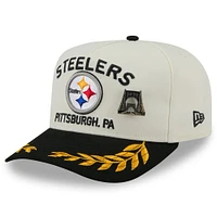 Men's New Era Cream/Black Pittsburgh Steelers 2025 NFL Draft A-Frame 59FIFTY Fitted Hat