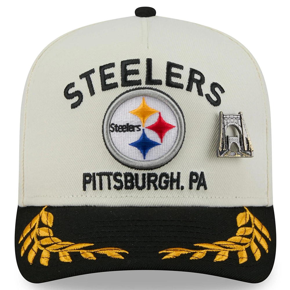 Men's New Era Cream/Black Pittsburgh Steelers 2025 NFL Draft A-Frame 59FIFTY Fitted Hat