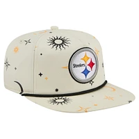 Casquette ajustable New Era pour homme, couleur crème, motif céleste des Pittsburgh Steelers