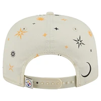 Casquette ajustable New Era pour homme, couleur crème, motif céleste des Pittsburgh Steelers