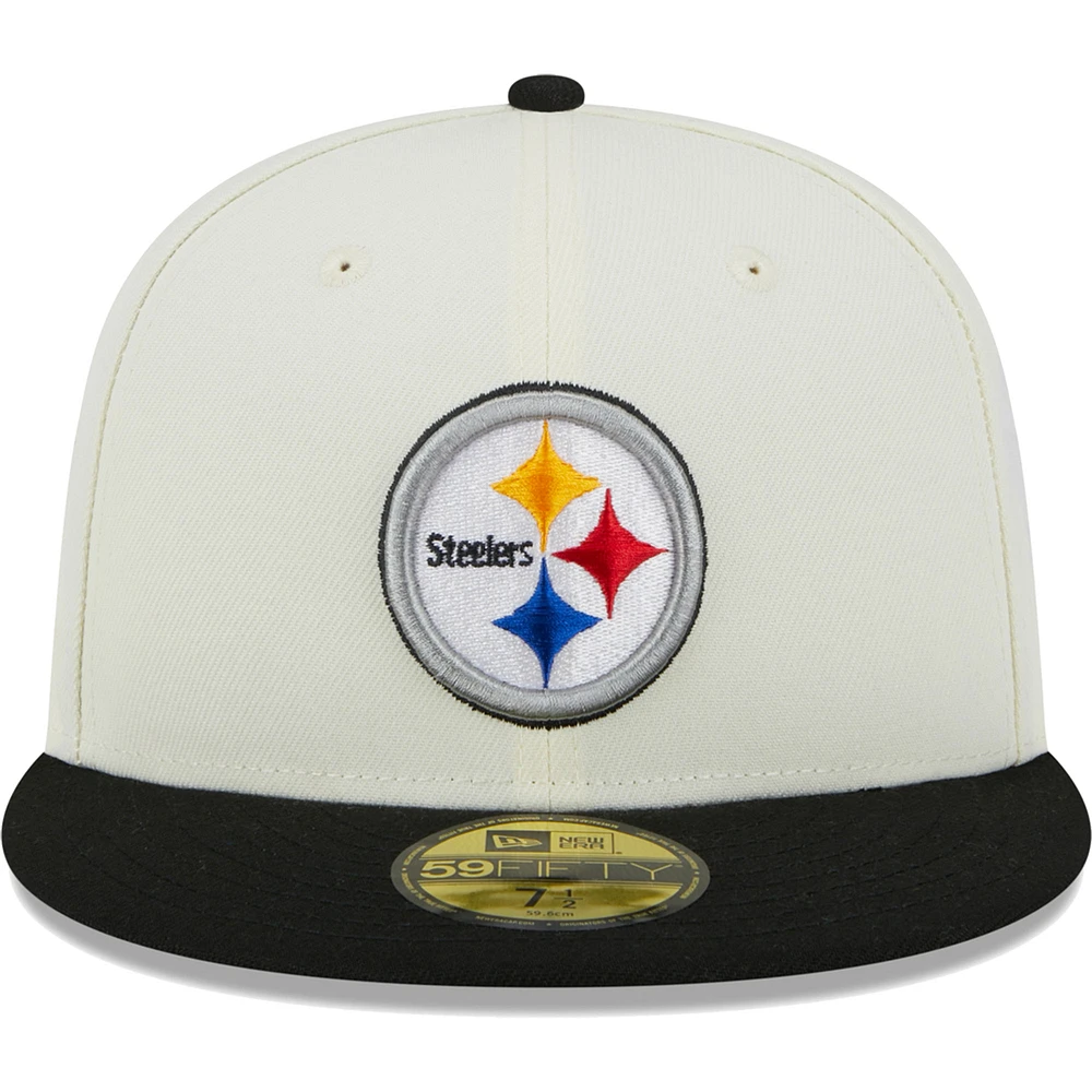 Men's New Era Cream Pittsburgh Steelers Retro 59FIFTY Fitted Hat