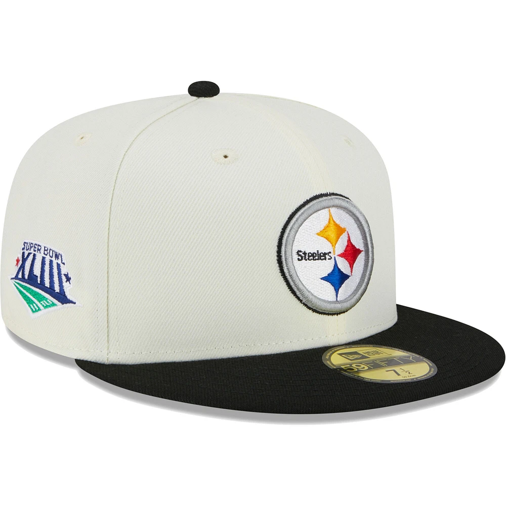 Men's New Era Cream Pittsburgh Steelers Retro 59FIFTY Fitted Hat