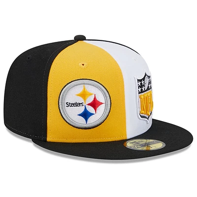 Casquette ajustée 59FIFTY Sideline des Pittsburgh Steelers 2023 New Era pour homme, or/noir