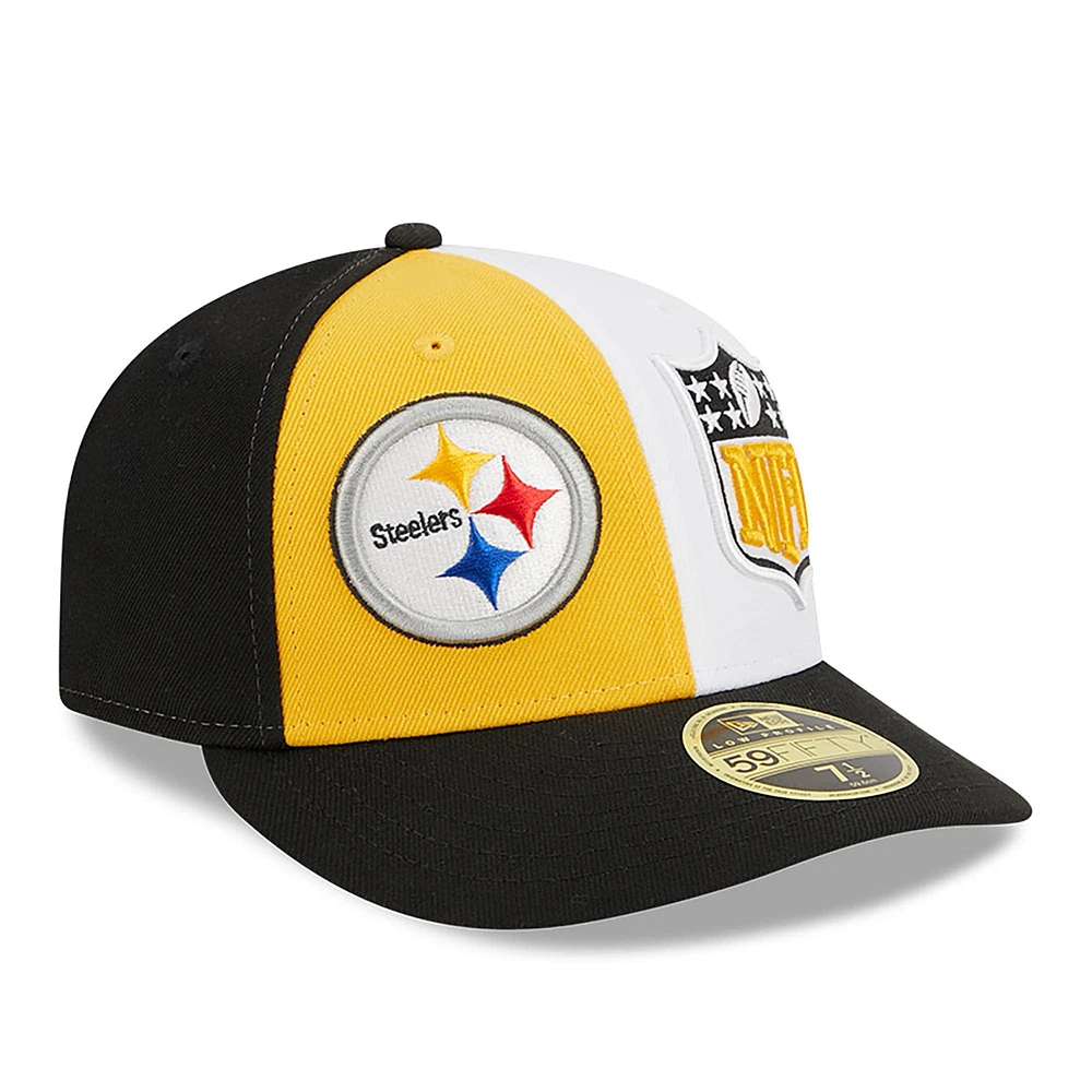 Casquette ajustée 59FIFTY Sideline Low Profile des Pittsburgh Steelers 2023 New Era pour homme, or/noir