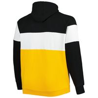 Men's New Era Gold/Black Pittsburgh Steelers Big & Tall Current Colorblock Raglan Fleece Pullover Hoodie