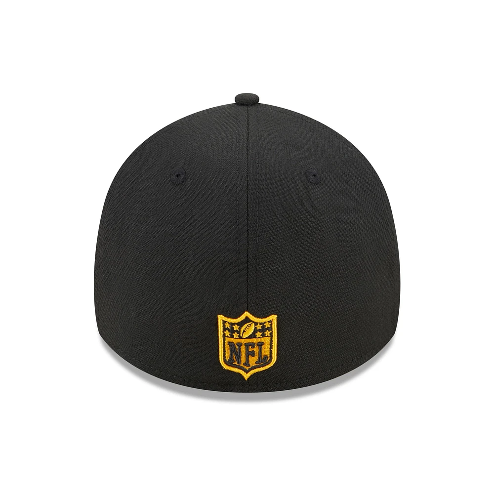 Men's New Era Gold/Black Pittsburgh Steelers Shattered 39THIRTY Flex Hat