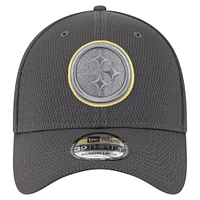 Casquette New Era Graphite Pittsburgh Steelers Main 39THIRTY Flex pour homme