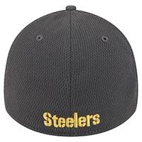 Casquette New Era Graphite Pittsburgh Steelers Main 39THIRTY Flex pour homme