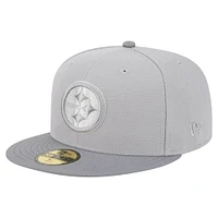 Men's New Era Gray/Graphite Pittsburgh Steelers Iron Cloud 59FIFTY Fitted Hat