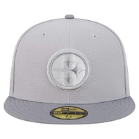 Men's New Era Gray/Graphite Pittsburgh Steelers Iron Cloud 59FIFTY Fitted Hat