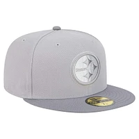 Men's New Era Gray/Graphite Pittsburgh Steelers Iron Cloud 59FIFTY Fitted Hat