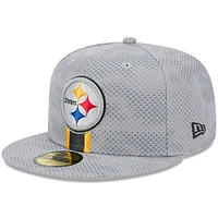 Casquette ajustée 59FIFTY New Era pour hommes des Pittsburgh Steelers 2024 Sideline, grise