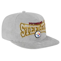 Casquette de golf snapback à cordon de serrage Pittsburgh Steelers grise New Era pour homme