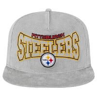 Men's New Era Gray Pittsburgh Steelers Throwback Corded Golfer Snapback Hat