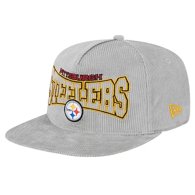 Men's New Era Gray Pittsburgh Steelers Throwback Corded Golfer Snapback Hat