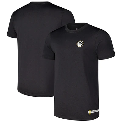 T-shirt New Era pour homme, noir chiné, Pittsburgh Steelers, camp d'entraînement NFL 2024