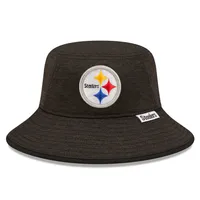 New Era Black Pittsburgh Steelers 2022 Sideline Historic Cuffed Pom Knit Hat