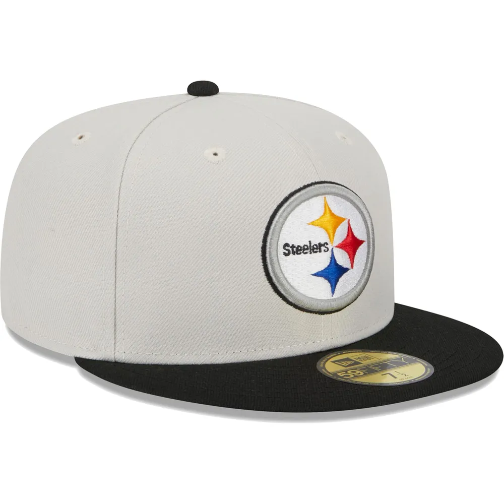 Pittsburgh Steelers Hat Cap Fitted Mens 7 1/8 Black New Era NFL Football Men