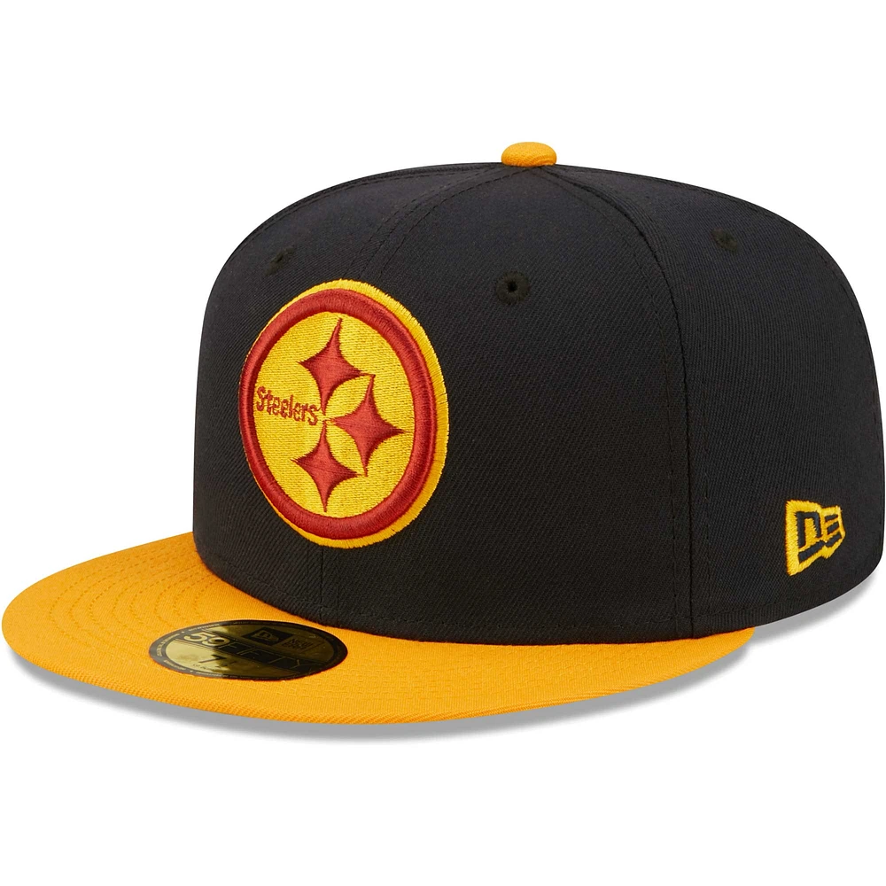 Casquette ajustée 59FIFTY 75e anniversaire des Pittsburgh Steelers New Era bleu marine/doré pour homme