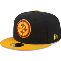 Casquette ajustée 59FIFTY 75e anniversaire des Pittsburgh Steelers New Era bleu marine/doré pour homme