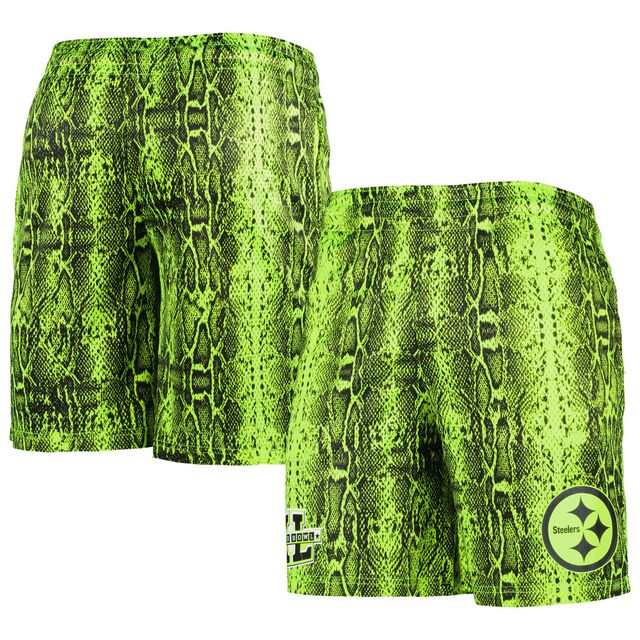 Short d'été pour homme Pittsburgh Steelers Pop New Era vert fluo