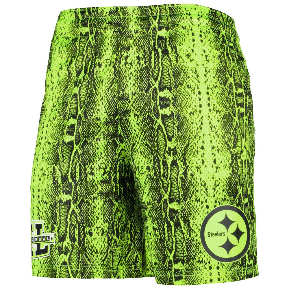 Men's New Era Neon Green Pittsburgh Steelers Summer Pop Shorts