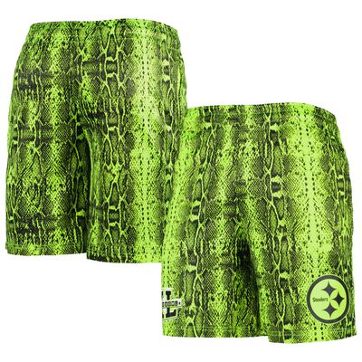 Men's New Era Neon Green Pittsburgh Steelers Summer Pop Shorts