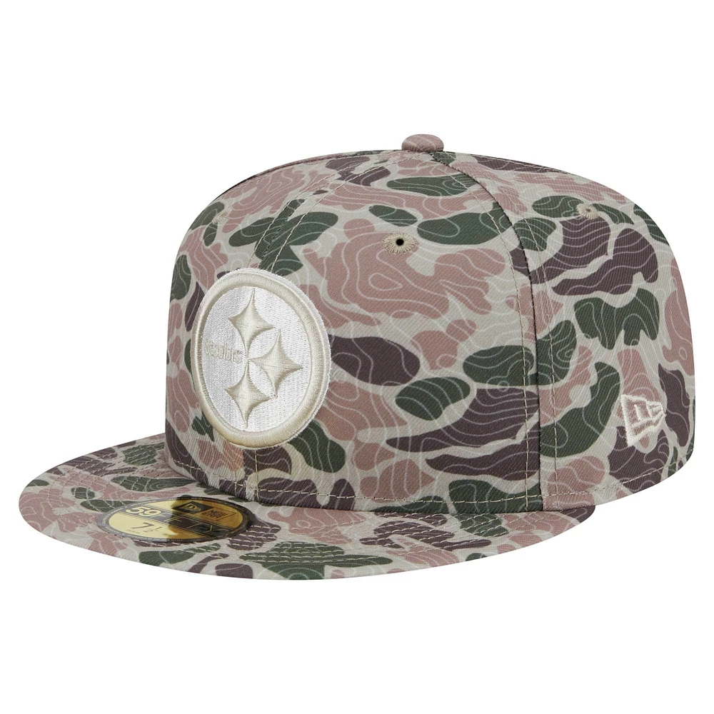 Casquette ajustée 59FIFTY Geo Camo des Pittsburgh Steelers de New Era pour homme