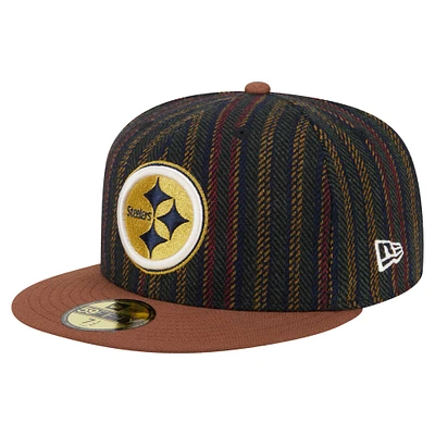 Casquette ajustée à chevrons vintage 59FIFTY des Pittsburgh Steelers de New Era pour homme