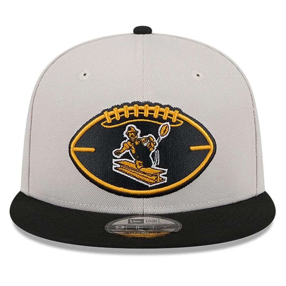 Men's New Era Stone/Black Pittsburgh Steelers 2024 Sideline Historic 9FIFTY Snapback Hat