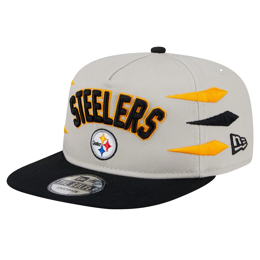 Men's New Era Stone/Black Pittsburgh Steelers Athletic Golfer Snapback Hat