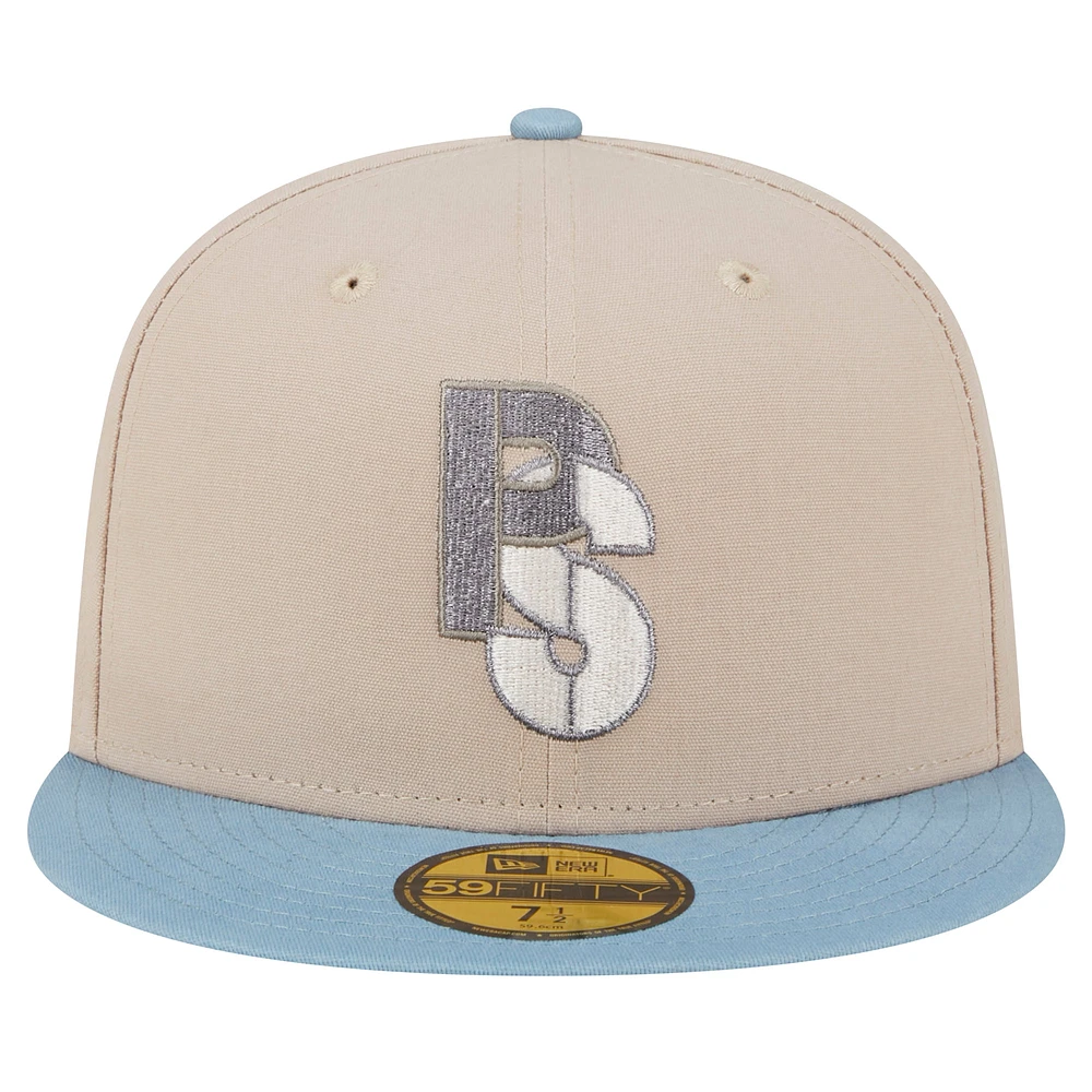 Men's New Era Stone/Light Blue Pittsburgh Steelers City Originals Lifestyle Two-Tone 59FIFTY Fitted Hat