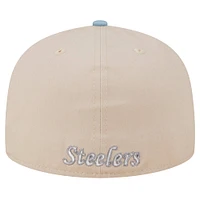 Men's New Era Stone/Light Blue Pittsburgh Steelers City Originals Lifestyle Two-Tone 59FIFTY Fitted Hat