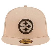 Men's New Era Tan Pittsburgh Steelers Candied Pecan 59FIFTY Fitted Hat