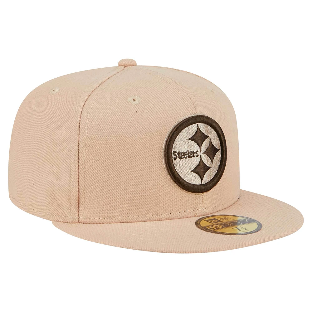 Men's New Era Tan Pittsburgh Steelers Candied Pecan 59FIFTY Fitted Hat