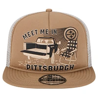 Men's New Era Tan Pittsburgh Steelers Meet Me 9FIFTY Snapback Hat