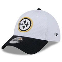 Men's New Era White/Black Pittsburgh Steelers 2024 NFL Training Camp 39THIRTY Flex Hat