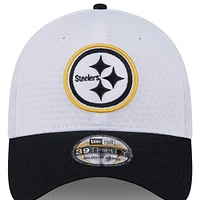 Men's New Era White/Black Pittsburgh Steelers 2024 NFL Training Camp 39THIRTY Flex Hat