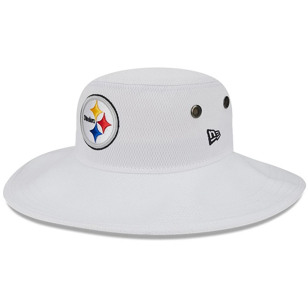 Men's New Era White Pittsburgh Steelers 2023 NFL Training Camp Panama Bucket Hat